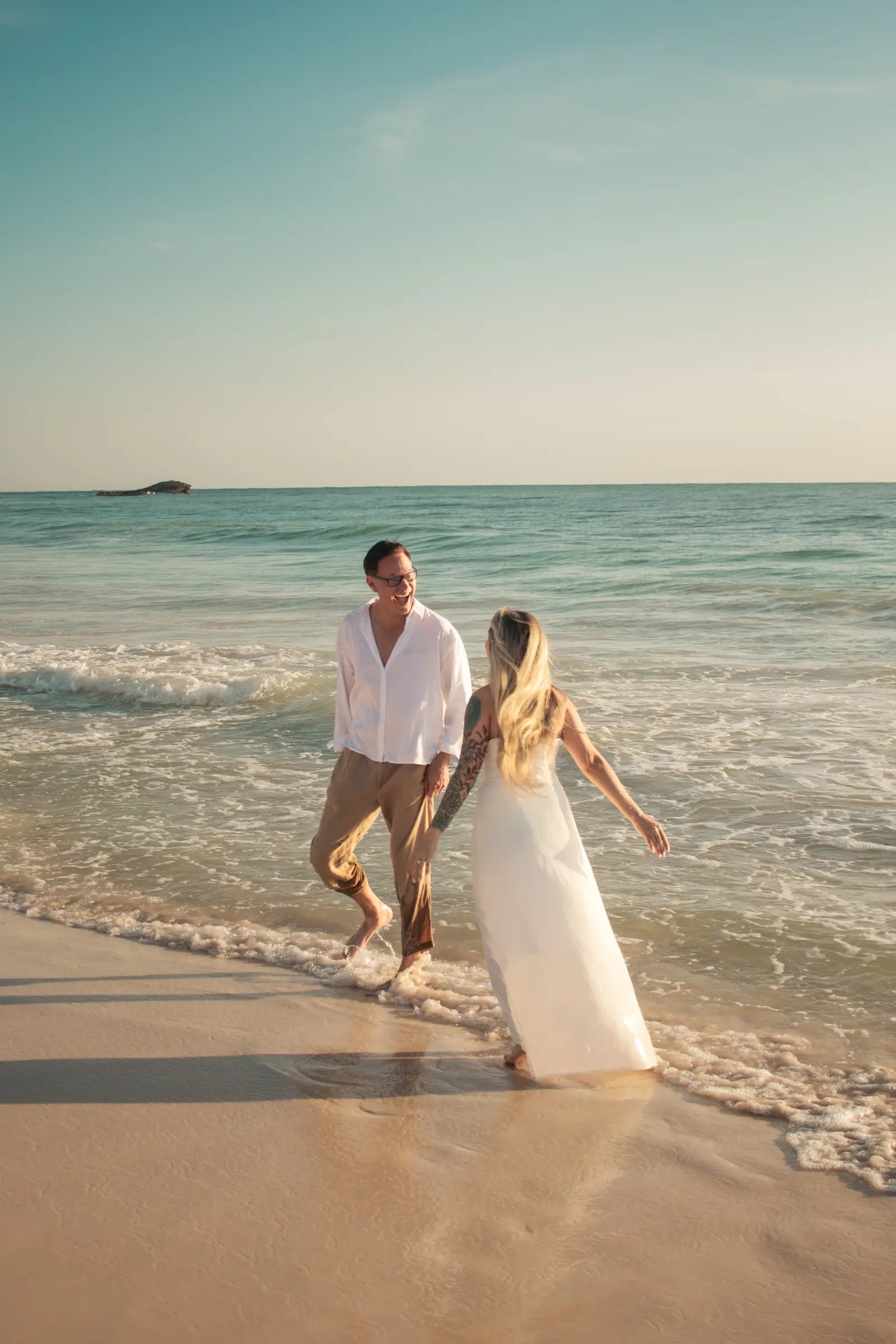 Romantic engagement photoshoot on the beach in Tulum